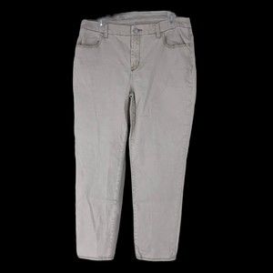 Chicos Perfect Stretch Girlfriend Slim Leg Ankle Jeans Beige SZ 14